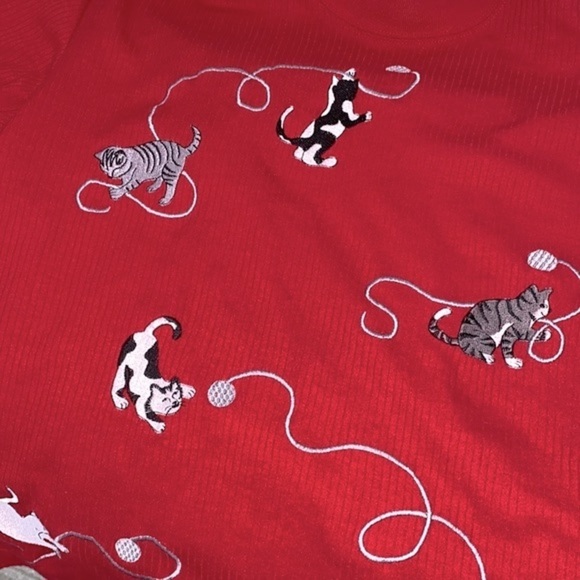 Vintage embroidered cats sweater size small petite - Picture 7 of 7